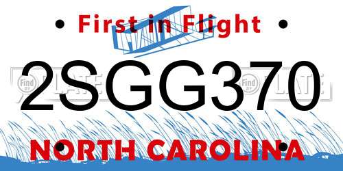 2SGG370 North Carolina License Plate