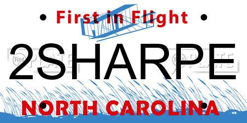 2SHARPE North Carolina License Plate