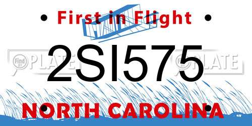 2SI575 North Carolina License Plate