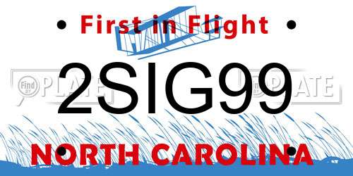 2SIG99 North Carolina License Plate