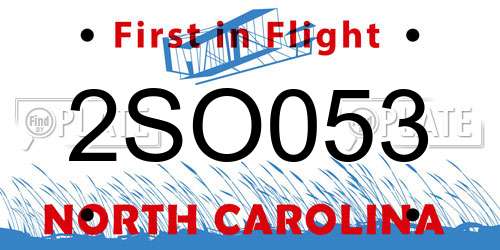 2SO053 North Carolina License Plate