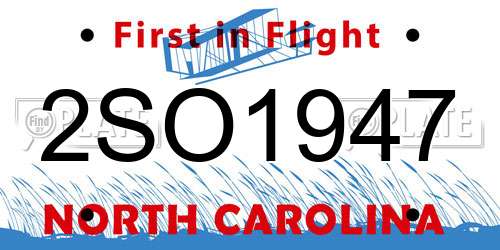 2SO1947 North Carolina License Plate