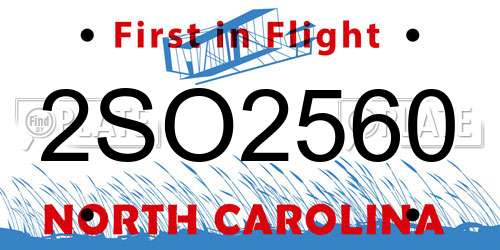2SO2560 North Carolina License Plate