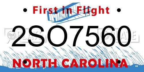 2SO7560 North Carolina License Plate