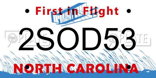 2SOD53 North Carolina License Plate