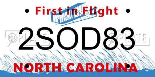 2SOD83 North Carolina License Plate
