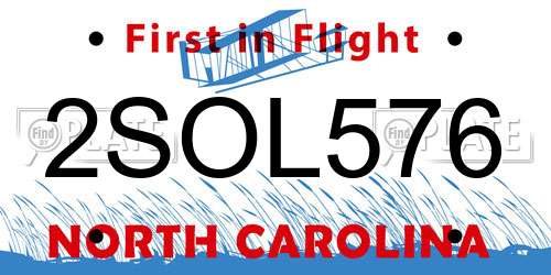 2SOL576 North Carolina License Plate