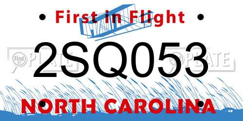 2SQ053 North Carolina License Plate
