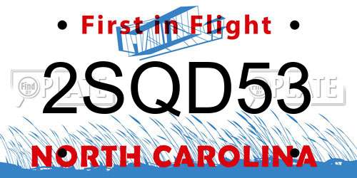 2SQD53 North Carolina License Plate