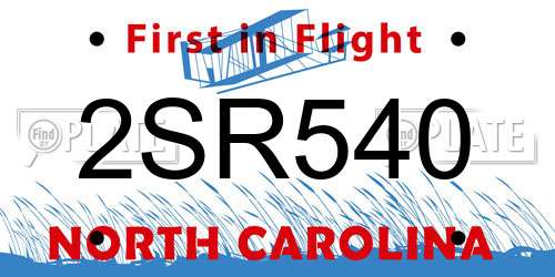 2SR540 North Carolina License Plate
