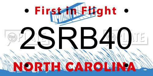 2SRB40 North Carolina License Plate