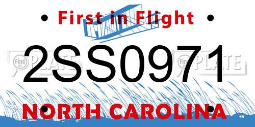 2SS0971 North Carolina License Plate