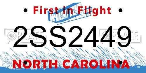 2SS2449 North Carolina License Plate