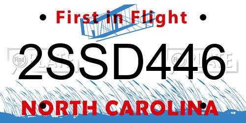 2SSD446 North Carolina License Plate