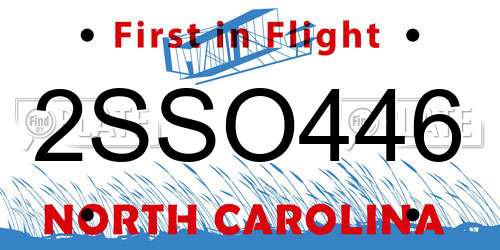 2SSO446 North Carolina License Plate