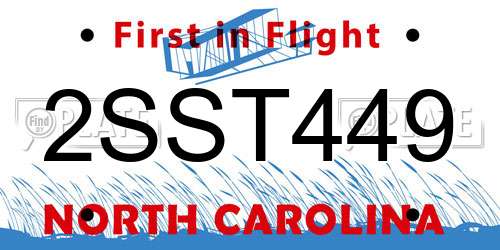 2SST449 North Carolina License Plate