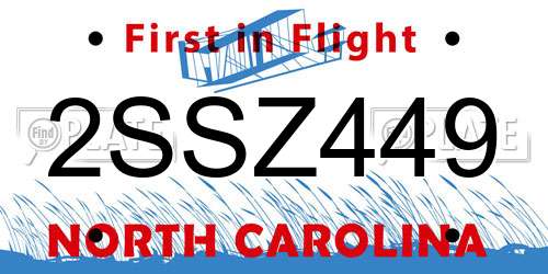 2SSZ449 North Carolina License Plate