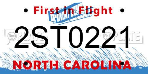 2ST0221 North Carolina License Plate