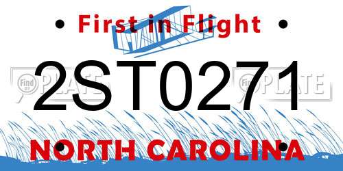2ST0271 North Carolina License Plate