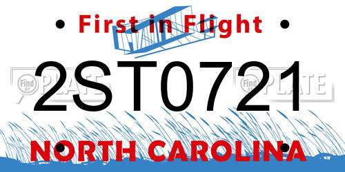2ST0721 North Carolina License Plate