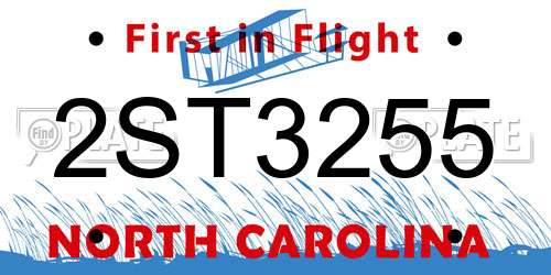2ST3255 North Carolina License Plate