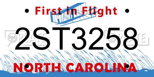 2ST3258 North Carolina License Plate