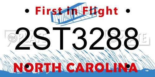 2ST3288 North Carolina License Plate