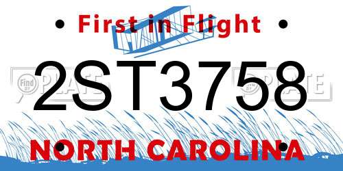 2ST3758 North Carolina License Plate