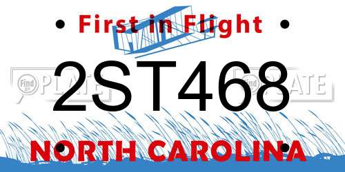 2ST468 North Carolina License Plate