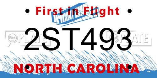 2ST493 North Carolina License Plate