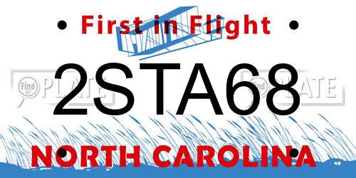2STA68 North Carolina License Plate