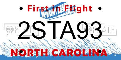 2STA93 North Carolina License Plate