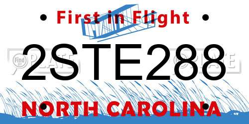 2STE288 North Carolina License Plate