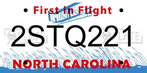 2STQ221 North Carolina License Plate