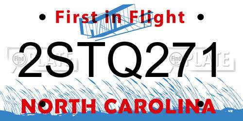 2STQ271 North Carolina License Plate