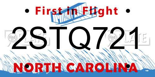 2STQ721 North Carolina License Plate