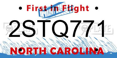 2STQ771 North Carolina License Plate