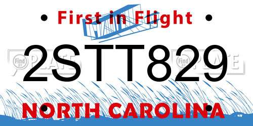2STT829 North Carolina License Plate