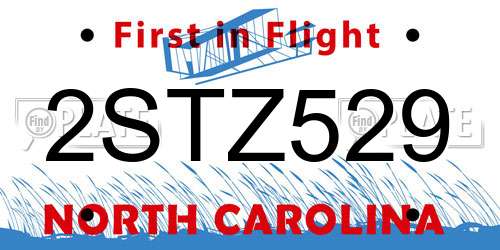 2STZ529 North Carolina License Plate