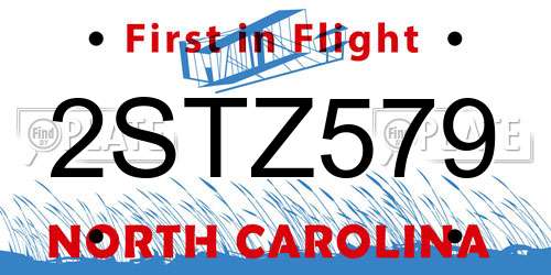 2STZ579 North Carolina License Plate
