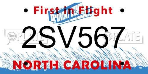 2SV567 North Carolina License Plate