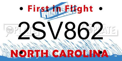 2SV862 North Carolina License Plate
