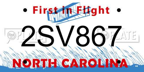 2SV867 North Carolina License Plate