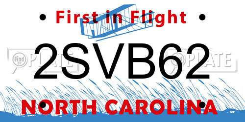 2SVB62 North Carolina License Plate