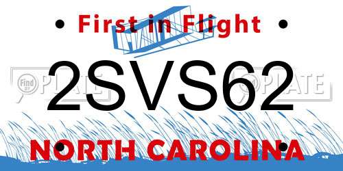 2SVS62 North Carolina License Plate