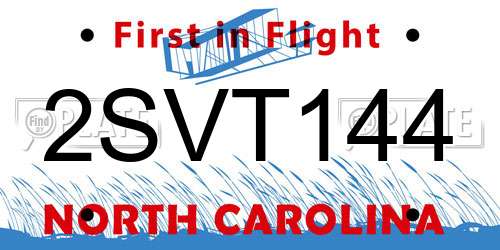 2SVT144 North Carolina License Plate