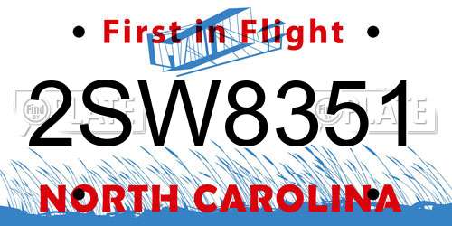 2SW8351 North Carolina License Plate