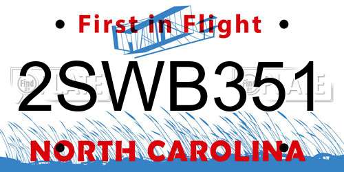 2SWB351 North Carolina License Plate
