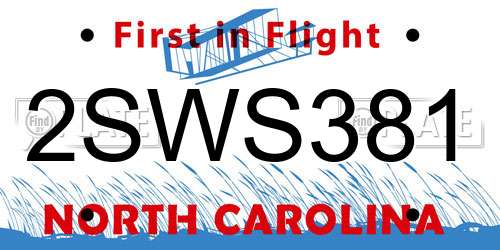 2SWS381 North Carolina License Plate