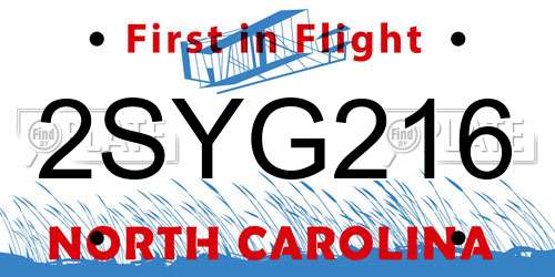 2SYG216 North Carolina License Plate